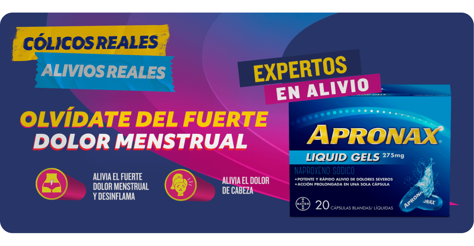 Alivia rápidamente el dolor menstrual Apronax® Ecuador